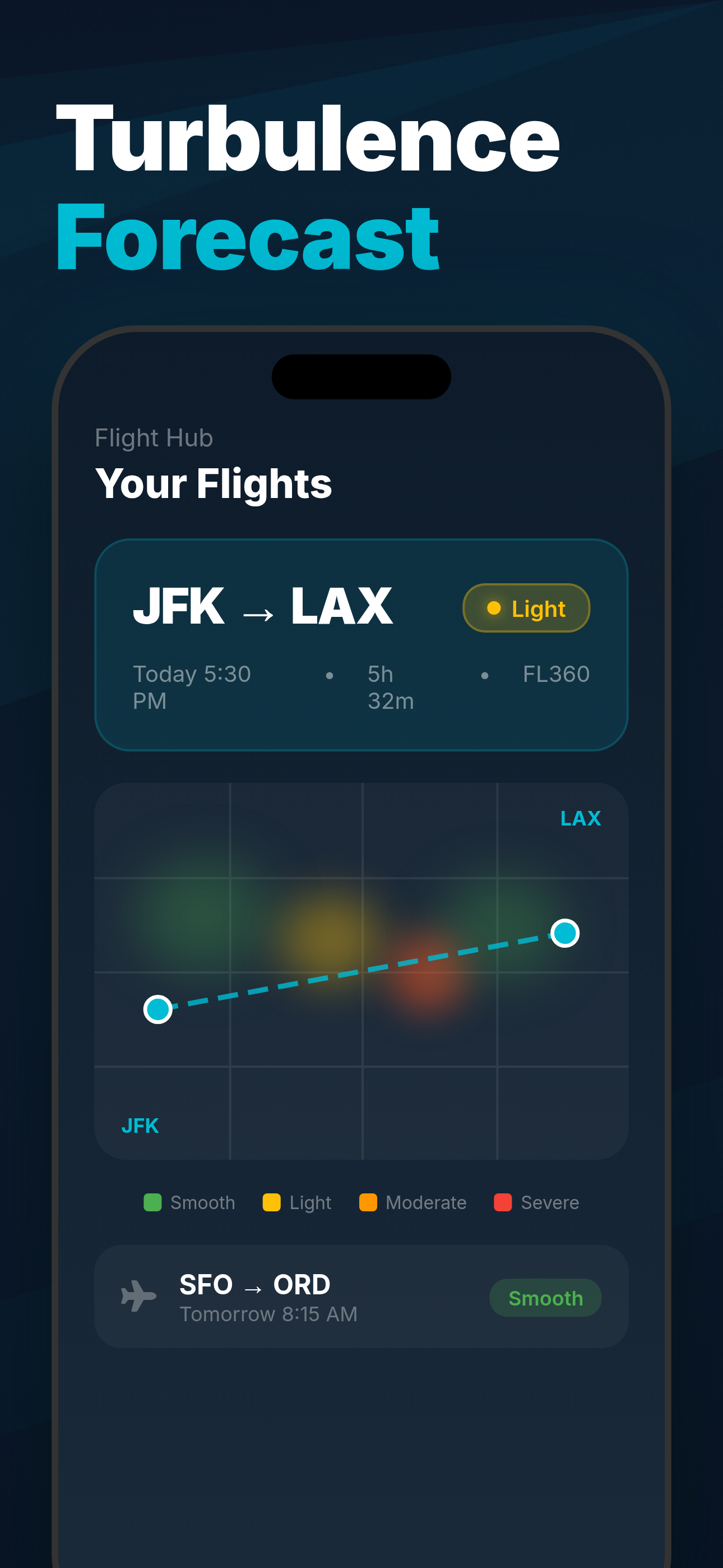 Turbulence Forecast app — DEN to LAX